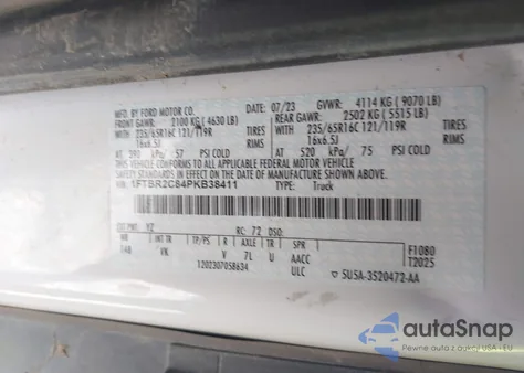 2023 Ford Transit-250 z USA, uszkodzony, nr VIN 1FTBR2C84PKB38411